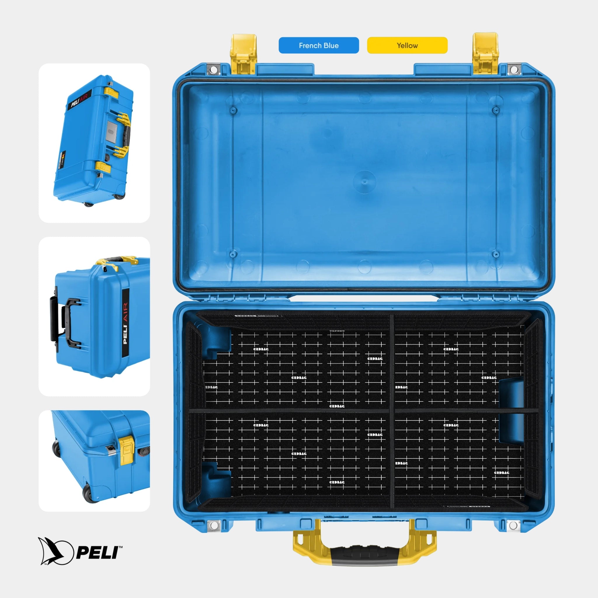 Peli 1535 Air case French Blue with CRDBAG GRID-DIVIDE divider system