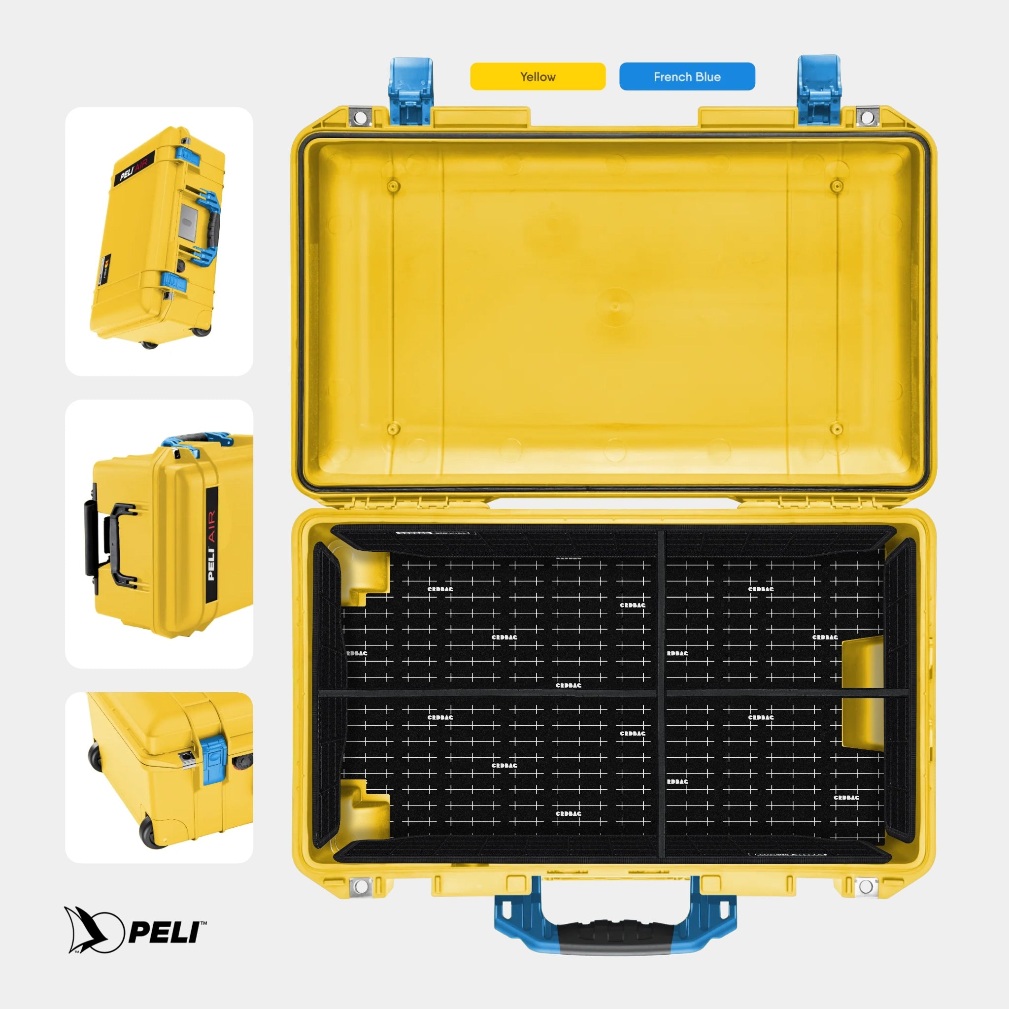 Peli 1535 Air case Yellow with CRDBAG  GRID-DIVIDE divider system